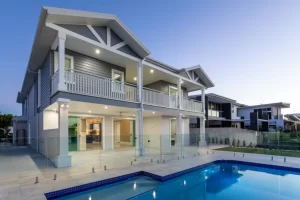 Angled photo of new home on the Gold Coast with pool